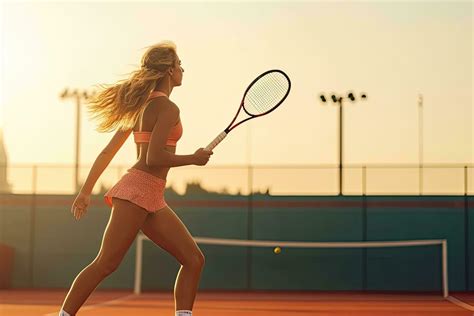 Close up tennis young woman in action on the stadium ,Generative AI ...