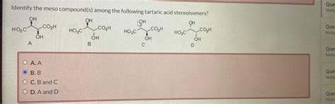 Solved Que Multi Identify The Meso Compound S Among The