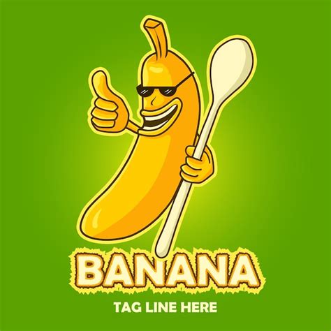 Banane Caractère Mascotte Logo Design Illustration Vectorielle