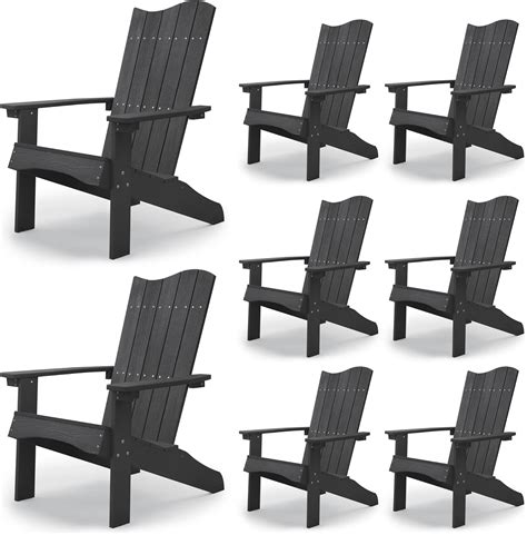 Lue Bona Wave Design Adirondack Chair Set Of 8 Poly Hdps