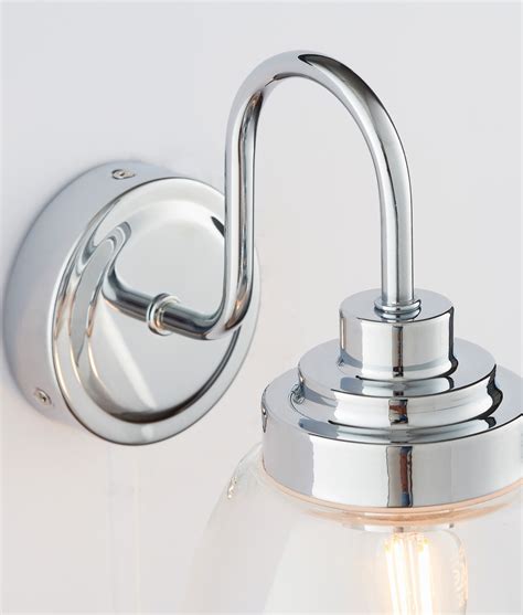 Ip Pull Cord Operated Chrome Swan Neck Bathroom Wall Light With Oval