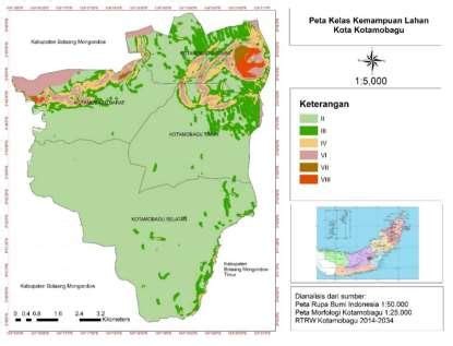 Map of Land Capability Classes in Kotamobagu City. | Download ...