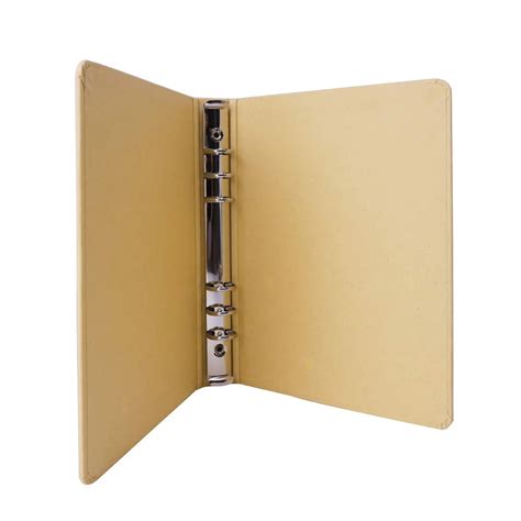 A5 Kraft Paper Ring Binder Folder Blank Hardcover 6 Holes Round Loose