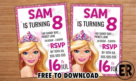 The No.1 Best Barbie Birthday Invitation Freebie ... - Worksheets Library