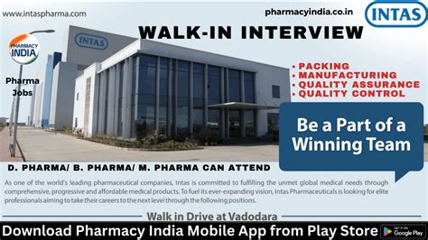 Walk In Interview For D Pharma B Pharma M Pharma For Multiple