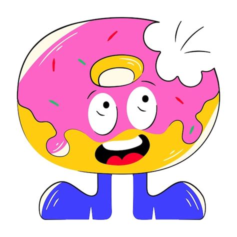 Una Caricatura De Un Donut Con Un Glaseado Rosa Y Un Glaseado Rosa