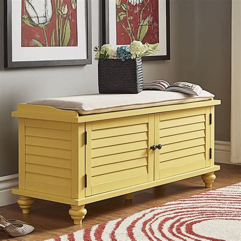 Weston Home Georgia Entryway Storage Bench with Cushion, Yellow ...