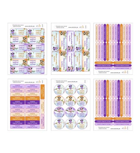Etiquetas para útiles escolares y tapers Owls AlCole