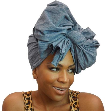 Denim Headwrap Head Wraps Scarf Hairstyles Head Wrap Styles