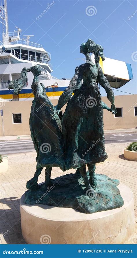 Statue In Mgar Harbour On Gozo Island Editorial Image Image Of