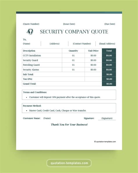 Security Quote Template