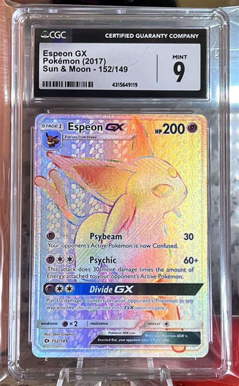 Pokémon TCG Espeon GX Sun Moon Base Set 152 149 Holo Secret Rare