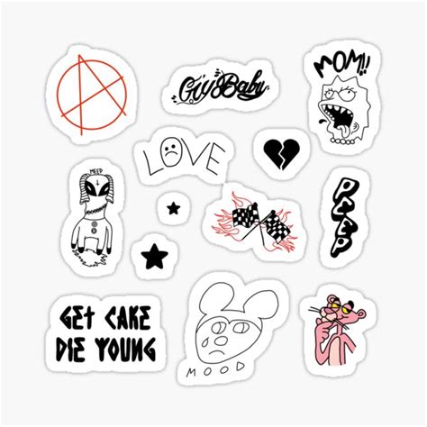 Lil Peep Tattoo Pack Sticker For Sale By Eclipseinflames Redbubble