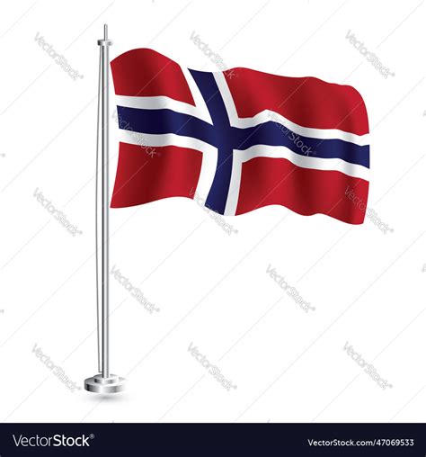 Norwegian flag isolated realistic wave Royalty Free Vector