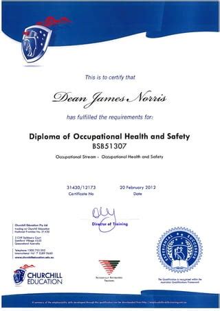 DIPLOMA OF OCCUPATIONAL HEALTH AND SAFETY 1 PDF