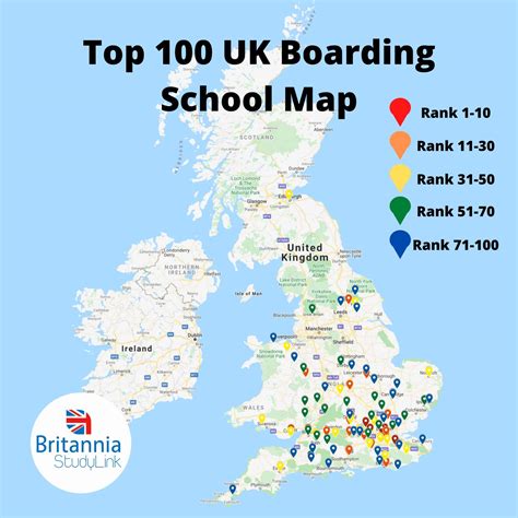 Top UK Boarding School Map - 2024 Rankings and League Table