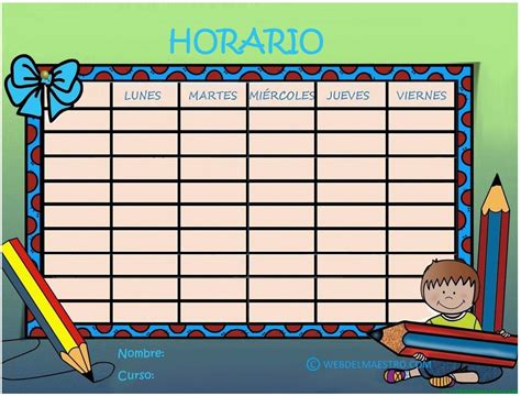 Modelo De Horario Escolar