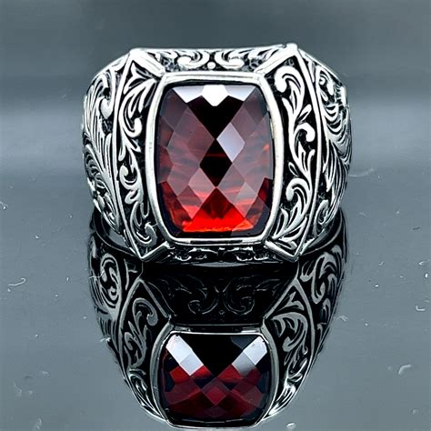 Silver Red Stone Ring Silver Ruby Stone Ring Ottoman - Etsy