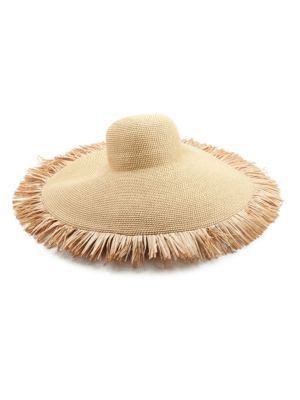 Eric Javits Fringed Squishee Packable Floppy Hat Beige In Peanut