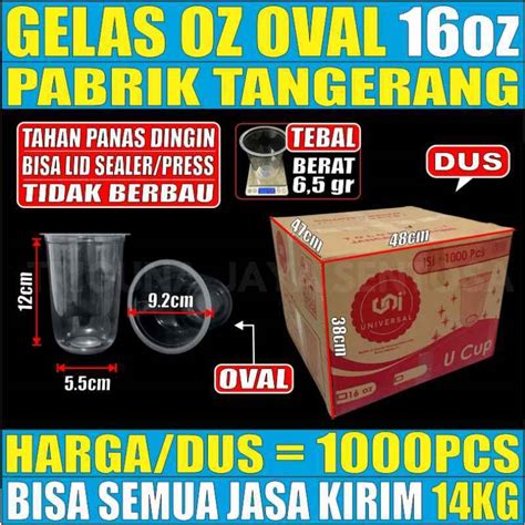 Jual Gelas Oz Oval 16oz Bening Cup Plastik Bulat Round Dus Semua Jasa