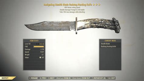 3 Instigating Combat Knife Swing Speed Block Fallout 76 Pc Buy