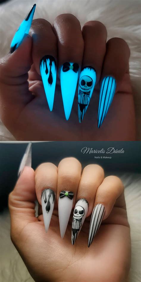 Halloween Glow In The Dark Nails Ideas Cute Manicure Unhas Bonitas