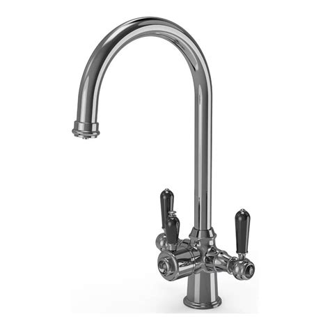 Hatta Chrome Traditional Black Lever In Instant Hot Boiling Water Kitchen Tap Set
