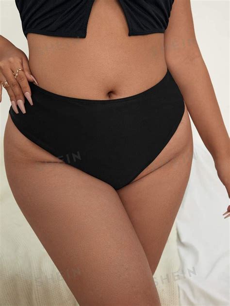 Shein Swim Basics Plus High Waisted Bikini Panty Shein Usa