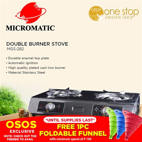 MICROMATIC By OSOS Double Burner Stainless Steel Gas Stove With Cast