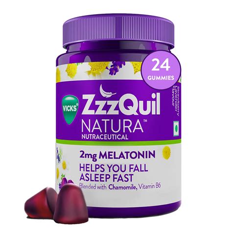 Buy Vicks ZzzQuil Natura, 24s Pack, Non-Addictive -Aid Gummy, Melatonin