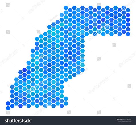 Blue Hexagon Western Sahara Map Vector Stock Vector Royalty Free 1074182597 Shutterstock