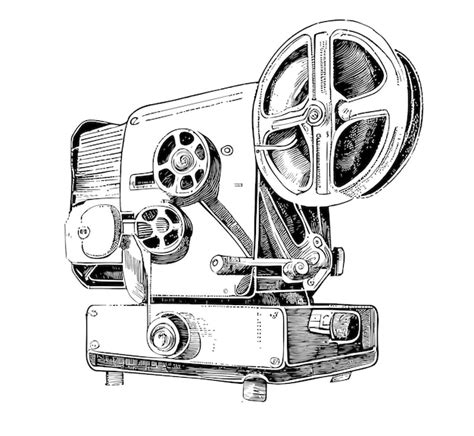 Projecteur De Film Croquis Rétro Dessinés à La Main Illustration