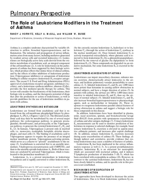 Leukotriene Modifiers | Asthma | Aspirin