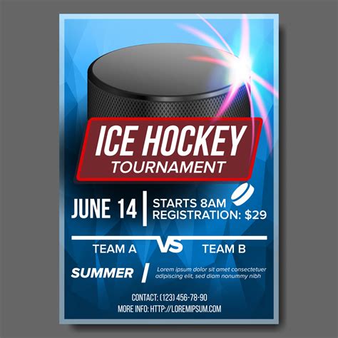 Ice Hockey Poster Vector Banner Advertising A4 Size Sport Event