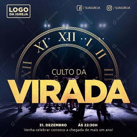 Culto Da Virada Venha Celebrar Conosco Igreja Social Media PSD Editável