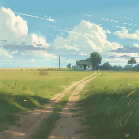 Premium Ai Image There Is A Painting Of A Dirt Road Leading To A