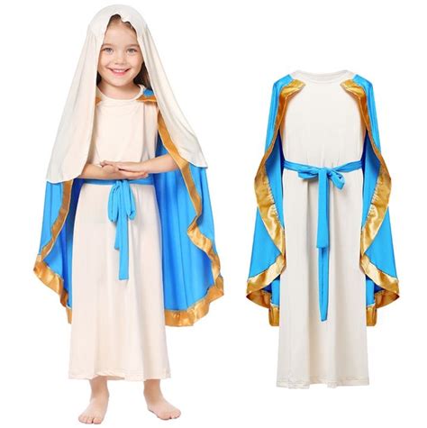 Girls Virgin Mary Costume Blue Kids Christian Christmas Halloween ...