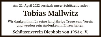 Traueranzeigen Von Tobias Mallwitz Trauer Kreiszeitung De