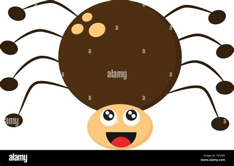 A Funny Brown Colored Cartoon Spider Has A Circular Shaped Body With