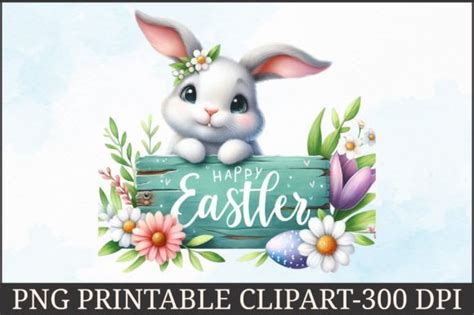 Cute Easter Bunny Sign Clipart Graphic By Artstory Creative Fabrica