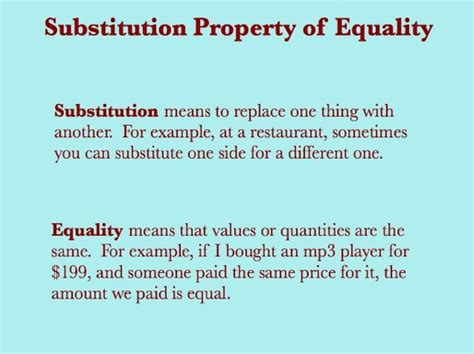 Defining The Substitution Property Of Equality Tutorial Sophia Learning