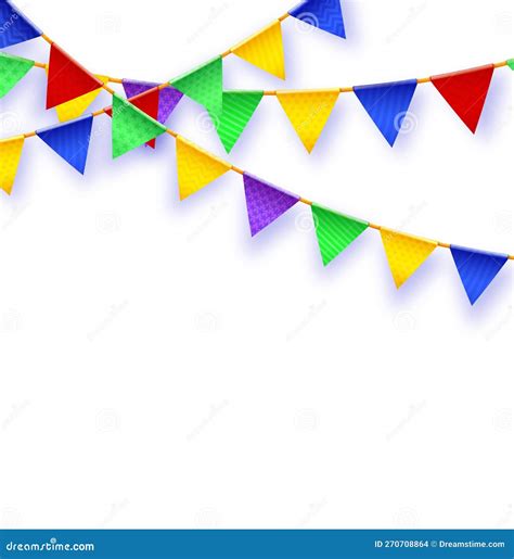 Party Flag. Banner with Garland of Colour Flags Stock Vector - Illustration of white, color ...