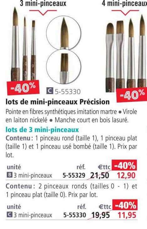 Promo Lots De Mini pinceaux Précision chez Le Géant des Beaux Arts