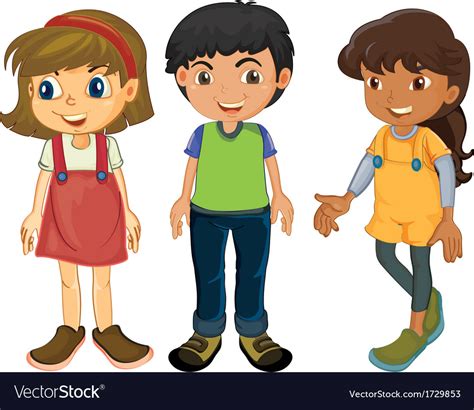 Three kids Royalty Free Vector Image - VectorStock