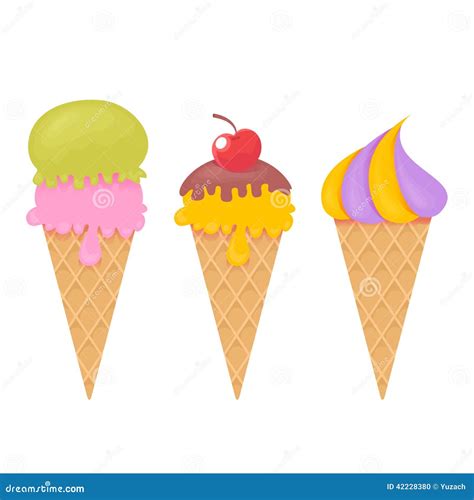 Delicious Realistic Ice Cream Set With Various Flavors Stock Vector