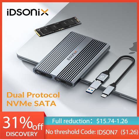 IDsonix Caso do disco rígido Dual Protocol Nvme Enclosure M 2