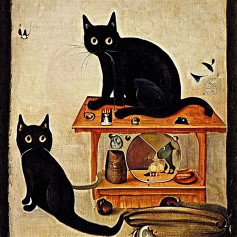 Black Cat In Style Of Hieronymus Bosch Stable Diffusion Openart