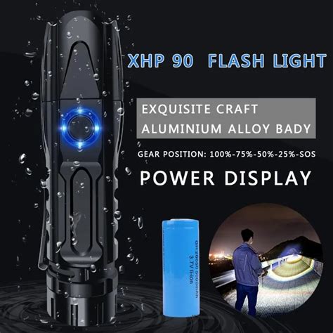 Puissante Led Xhp 90 Haute Puissance Avec Batterie 26650 Torche 5 Modes