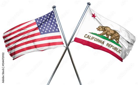 California And Usa Flag 3d Rendering Crossed Flags Stock Illustration