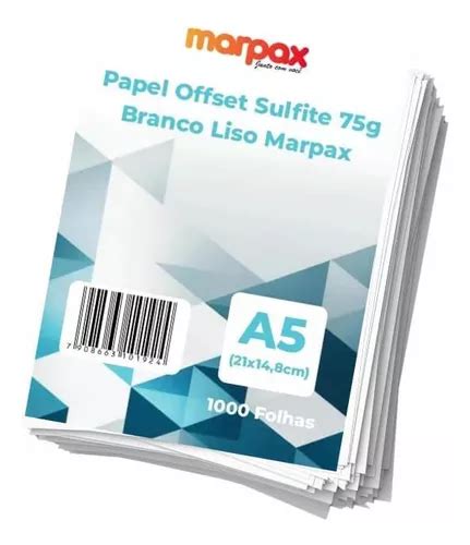 Kit Papel Offset Sulfite A5 75g Branco Marpax 1000 Folhas MercadoLivre